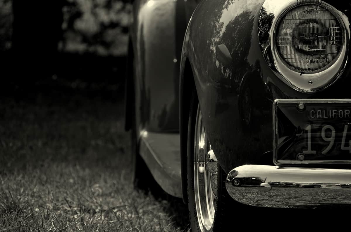 Black and white vintage car detail