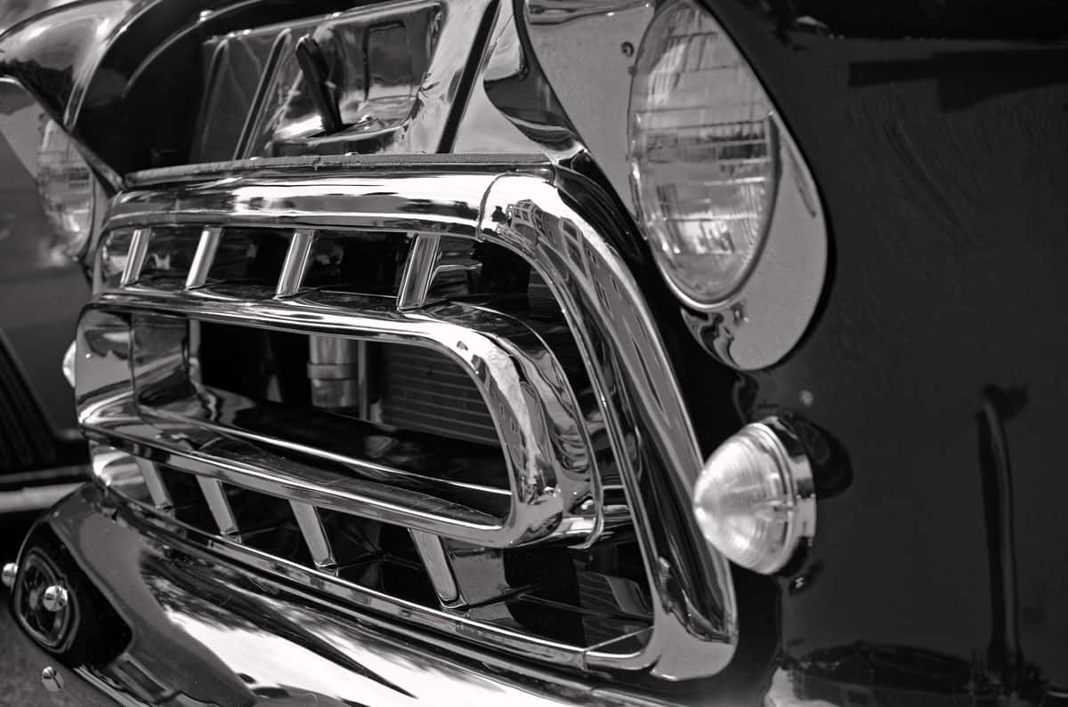 Black and white vintage car front